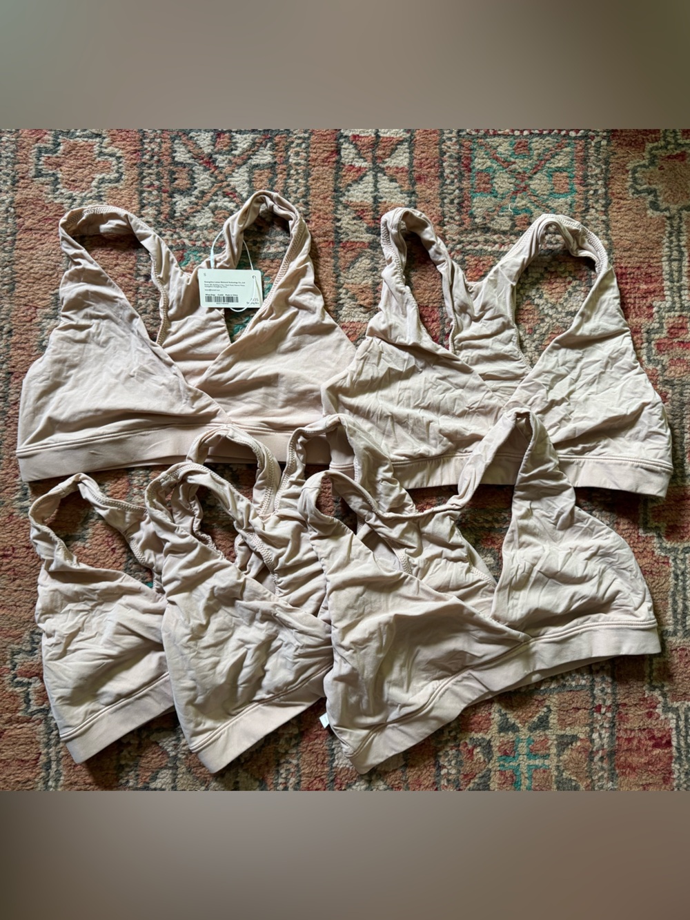 Momanda nursing sleep bras in light beige color